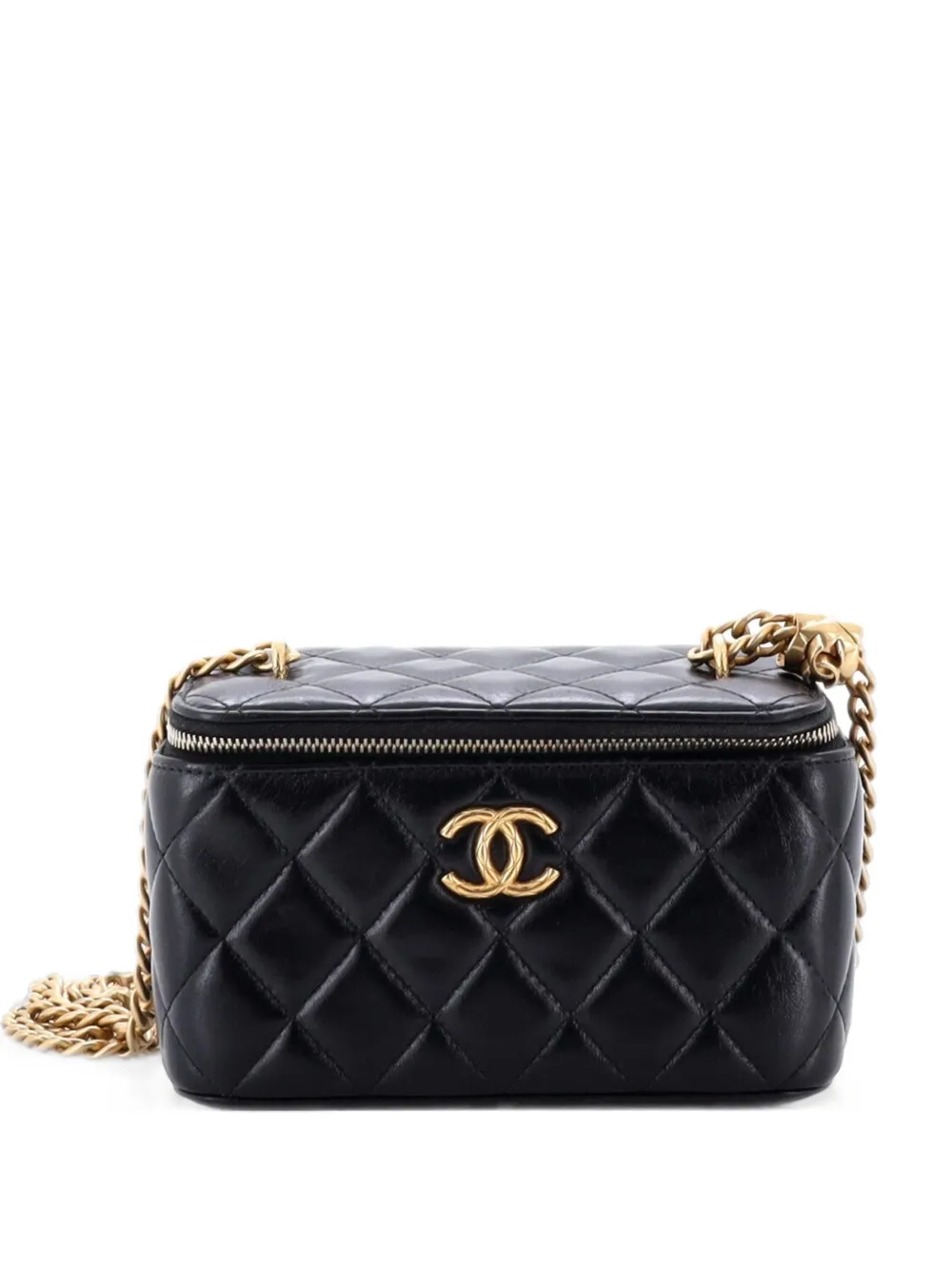 CHANEL Pre-Owned All Slide Long Vanity Case with Chain Quilted Lambskin Small crossbody bag - Nero