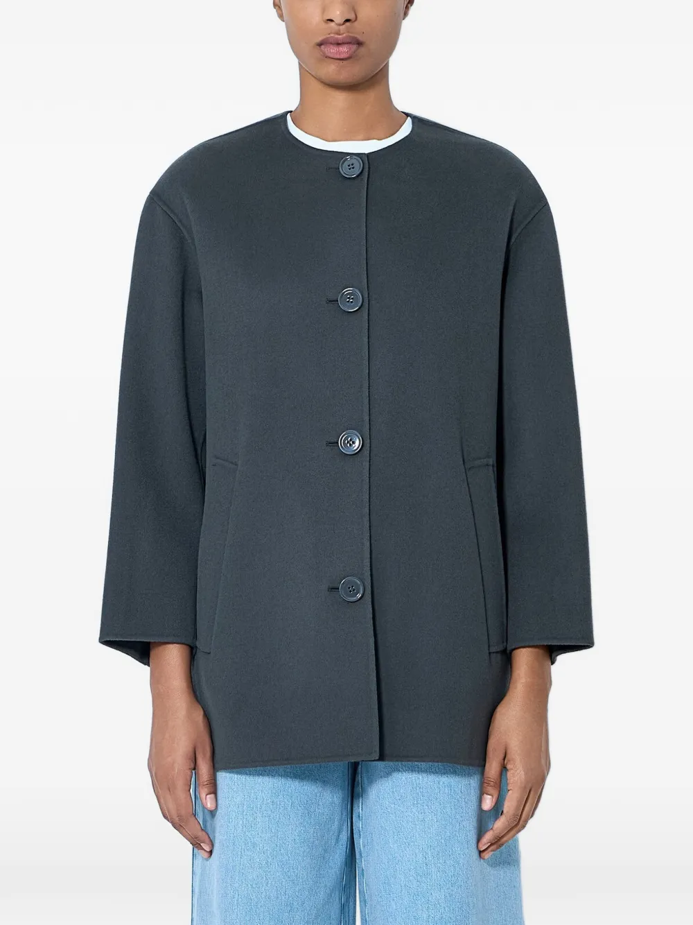 Max Mara collarless wool jacket