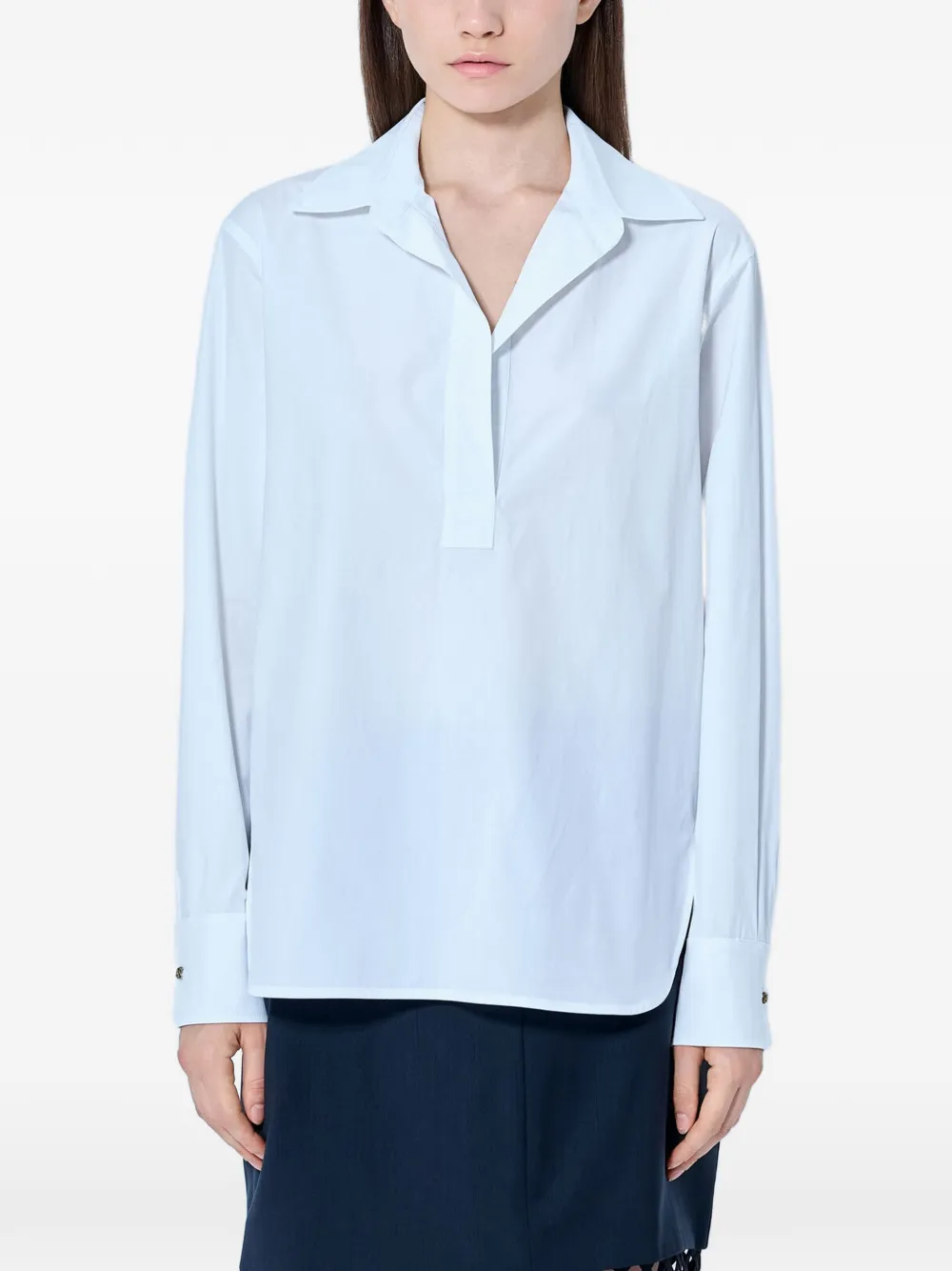 Max Mara poplin extended-cuff polo shirt