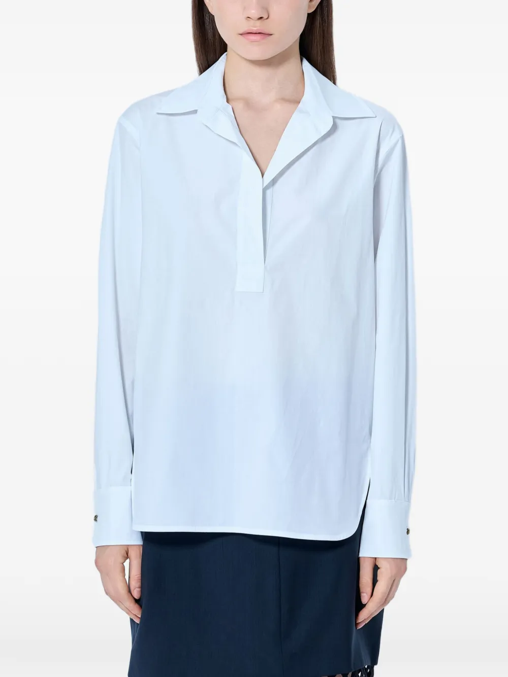 Max Mara Popeline poloshirt met verlengde manchetten Wit
