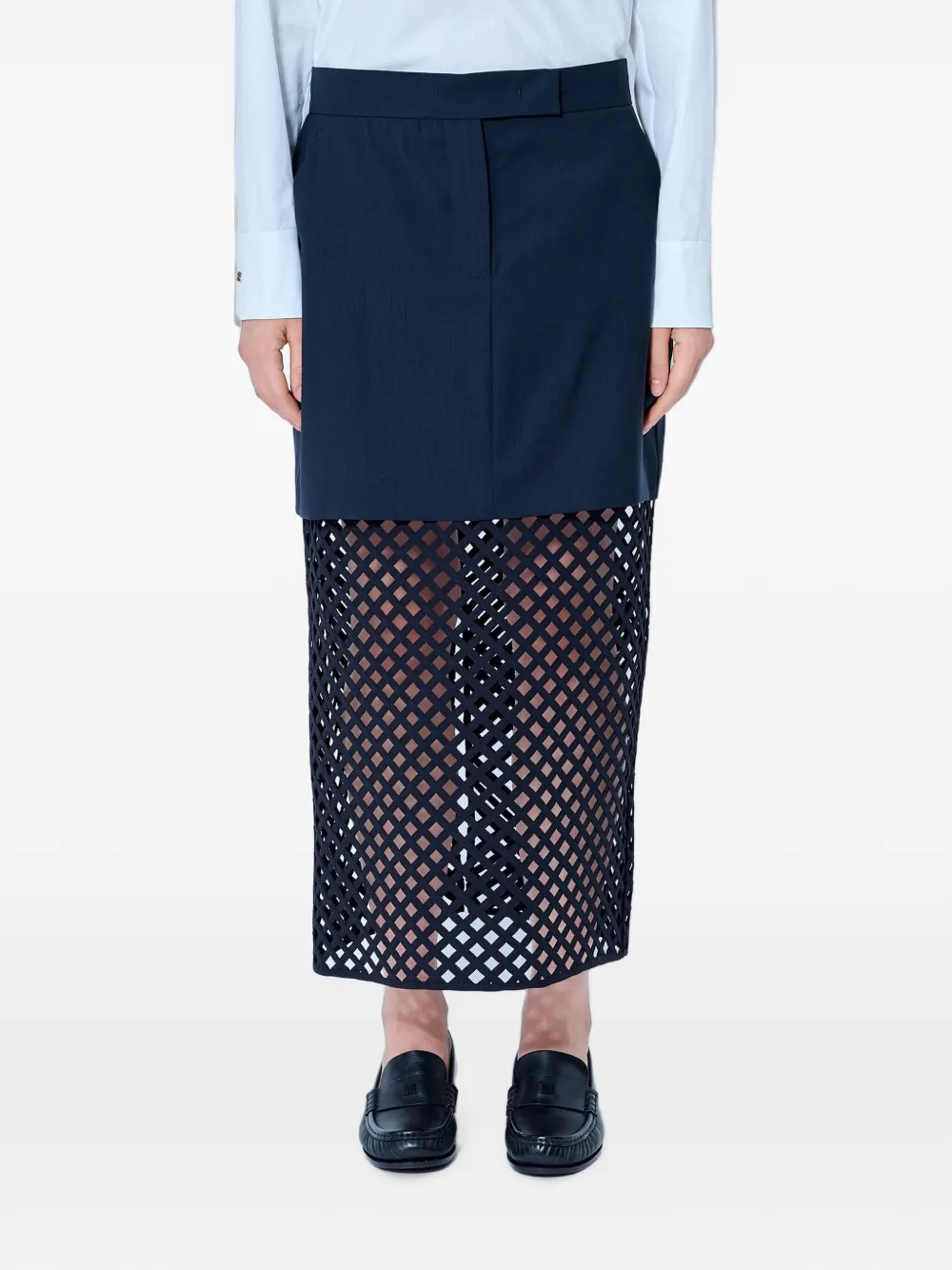Max Mara cut-out overlay woold midi skirt