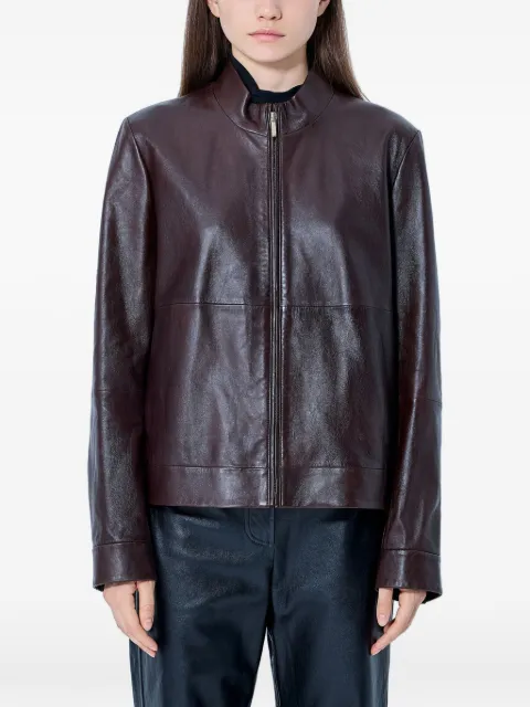 Max Mara chamarra de piel con cuello alto