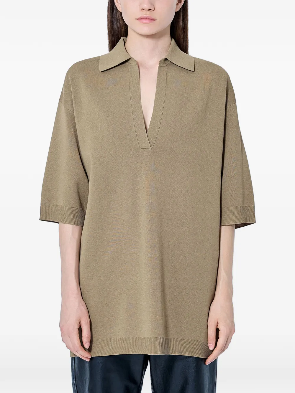 Max Mara oversized knit polo T-shirt