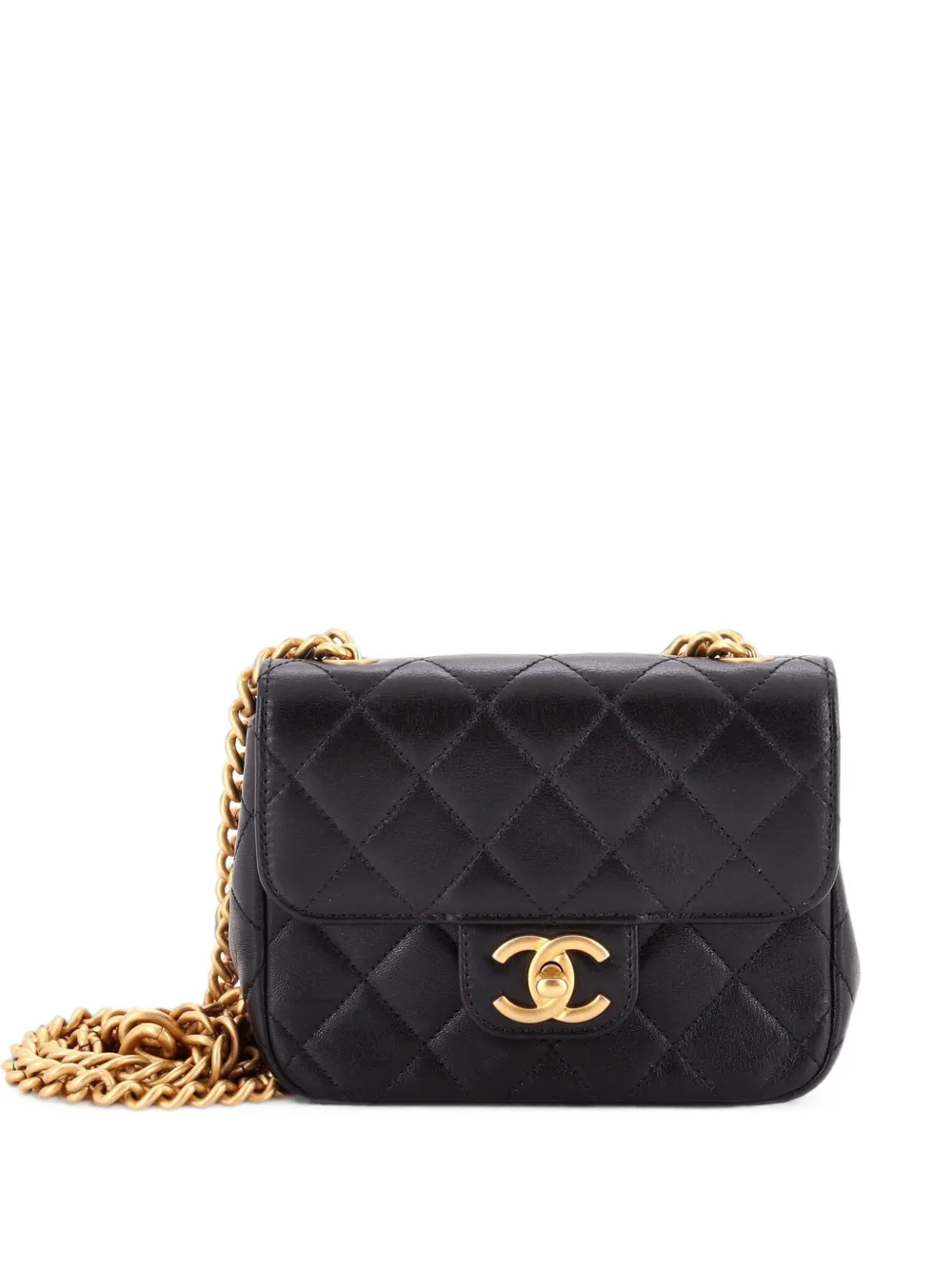 CHANEL Pre-Owned Mixed Chain CC Square Flap Bag Quilted Calfskin Mini crossbody bag - Nero