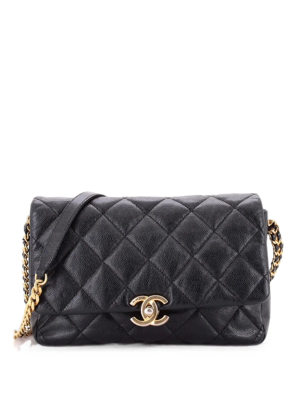 CHANEL Pre-Owned Chain Melody Flap Bag Quilted Caviar Medium crossbody bag - Nero