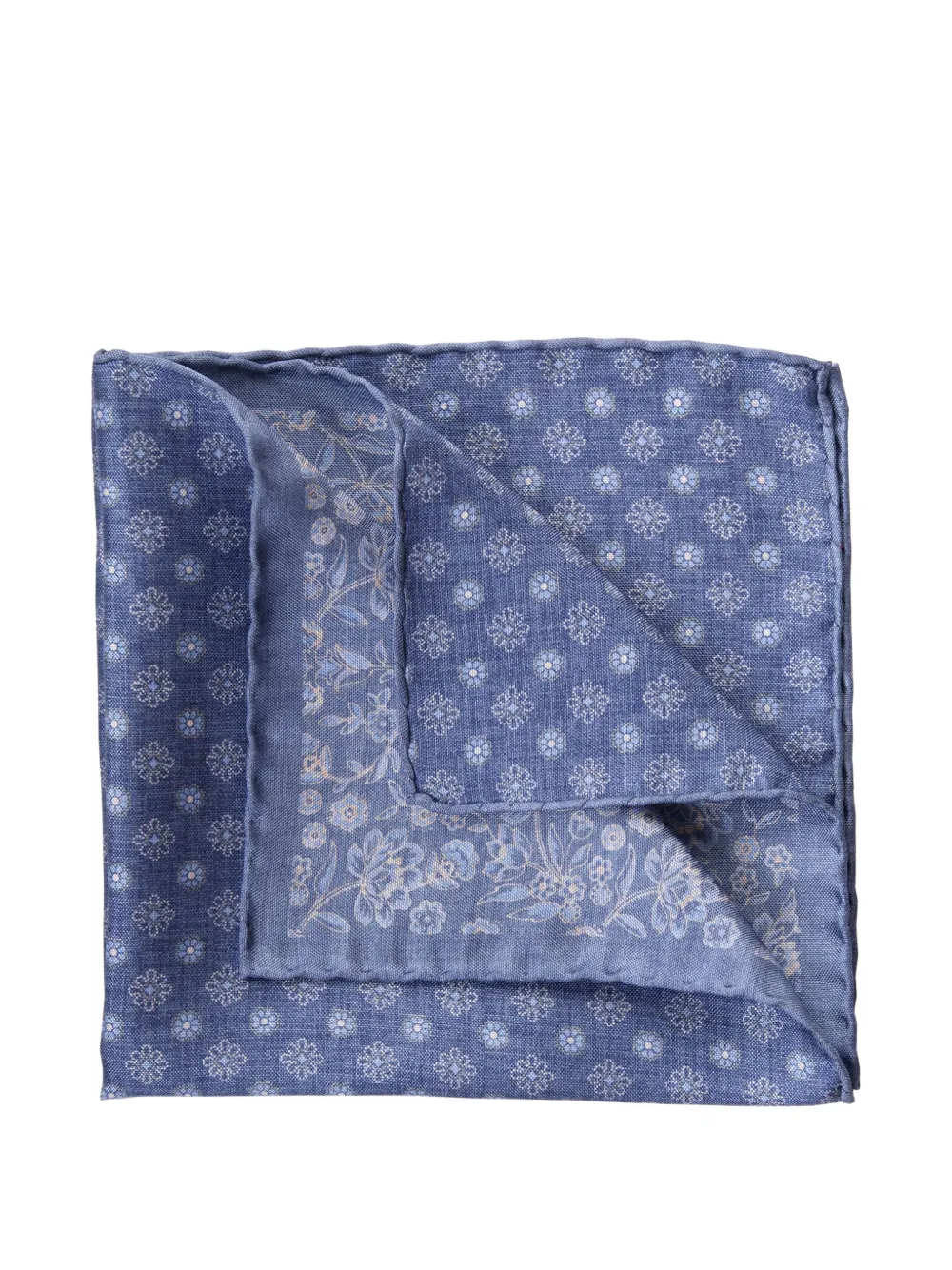 Elizabetta Pascal dubbelzijdig pochet met bloemenprint Blauw