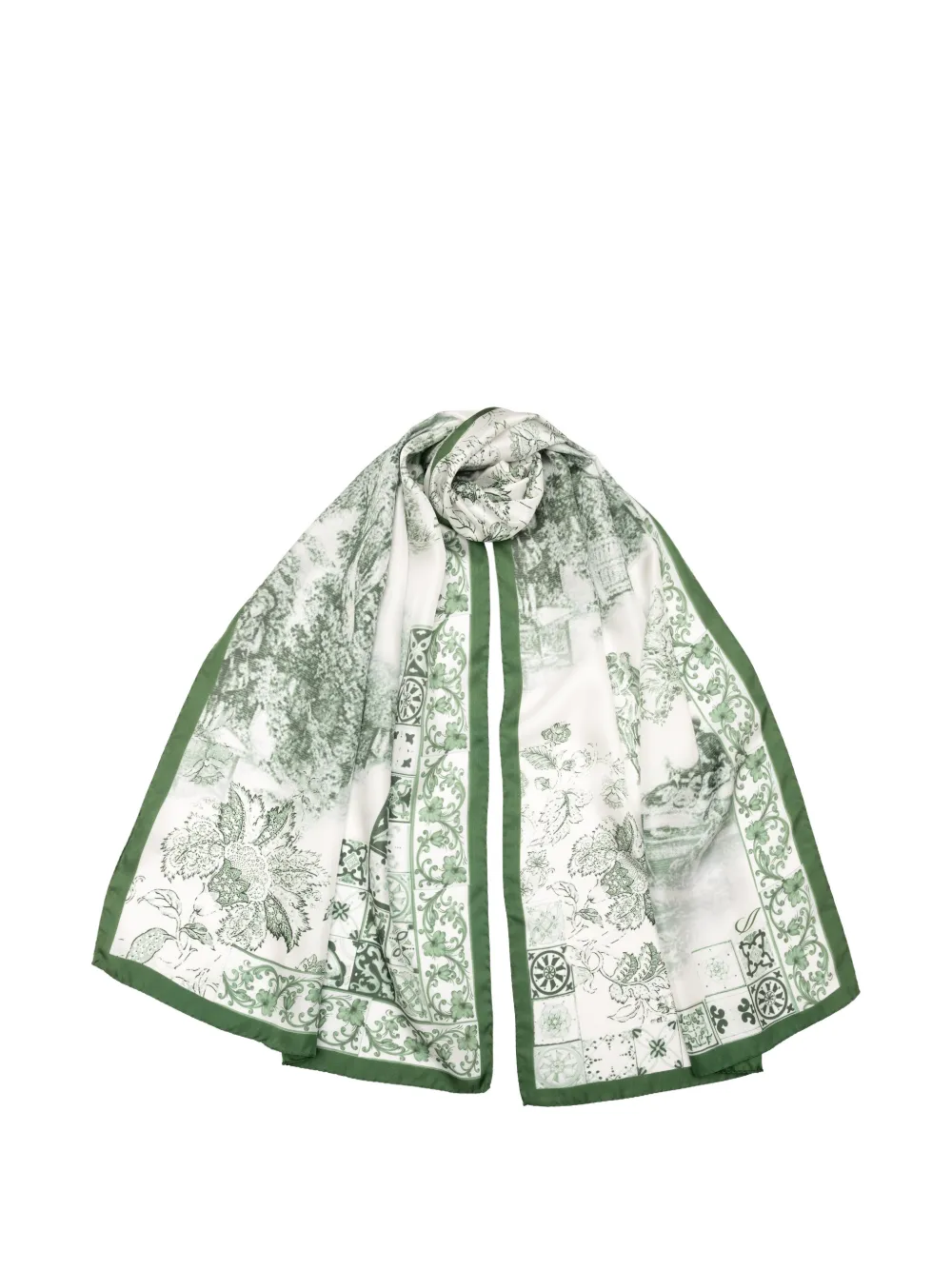 Elizabetta Toile De Jouy Silk Scarf In Grün