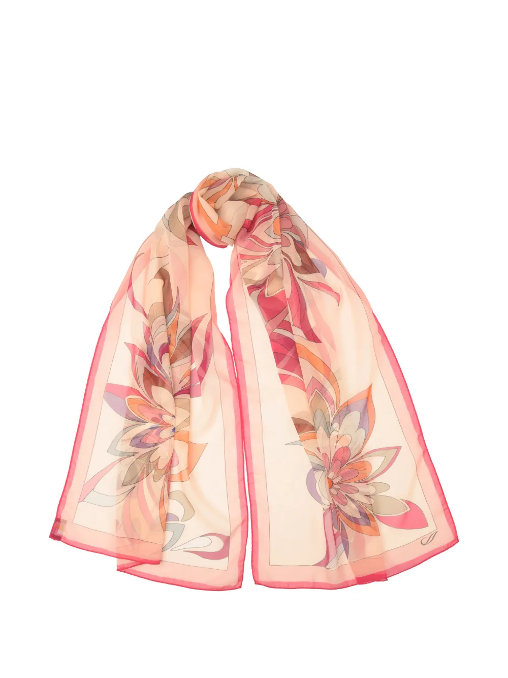 Elizabetta Liana Floral-print Silk Scarf In White