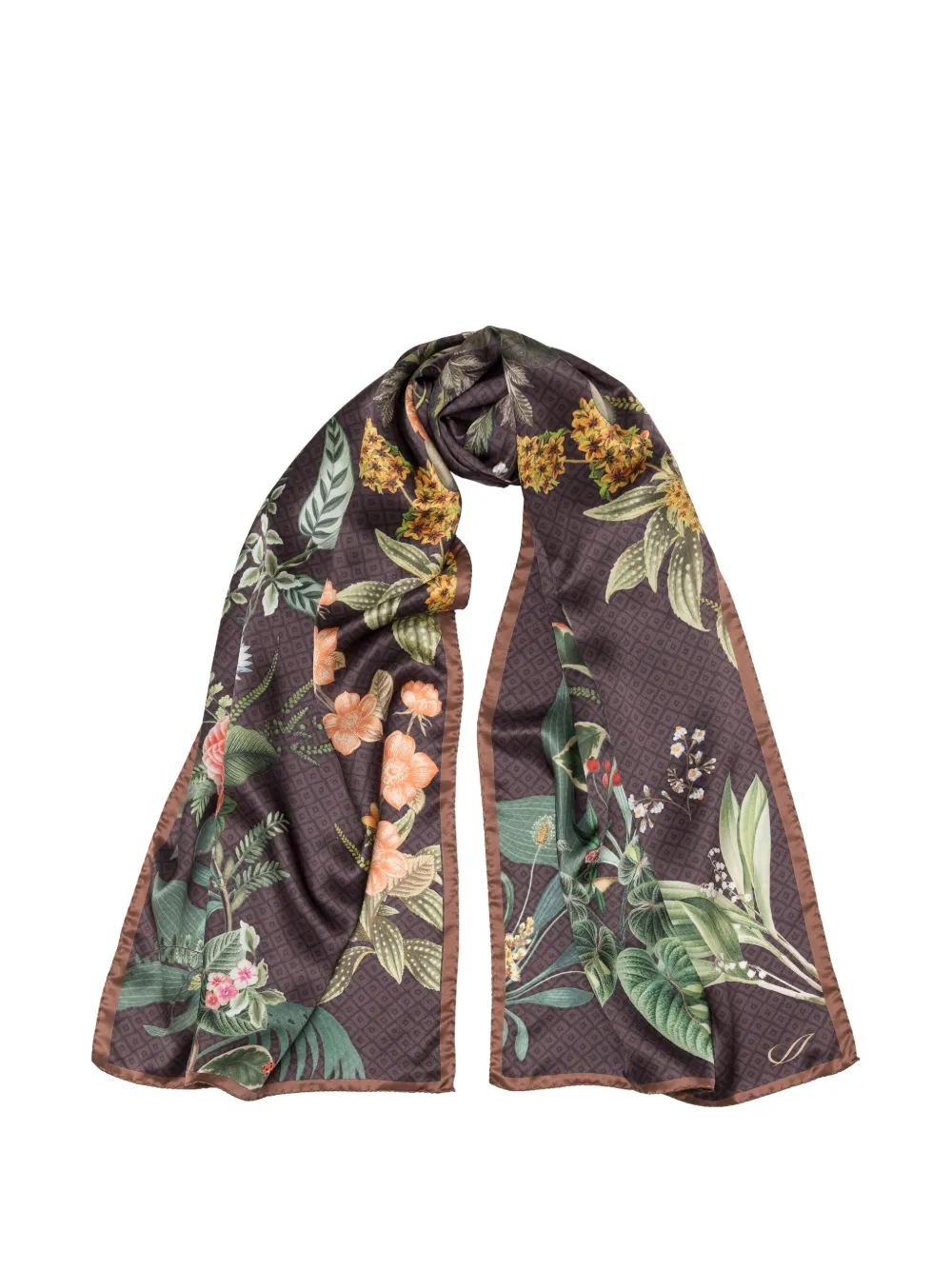 Elizabetta Sara Floral-print Scarf In Braun