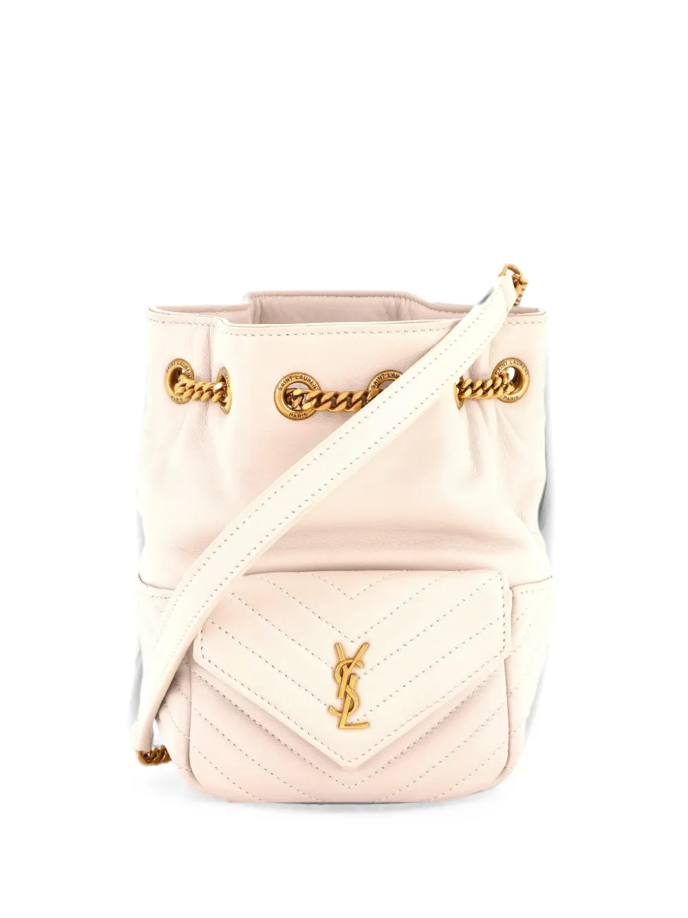 Saint Laurent Pre-Owned mini sac seau Joe Matelassé à chevrons - Blanc