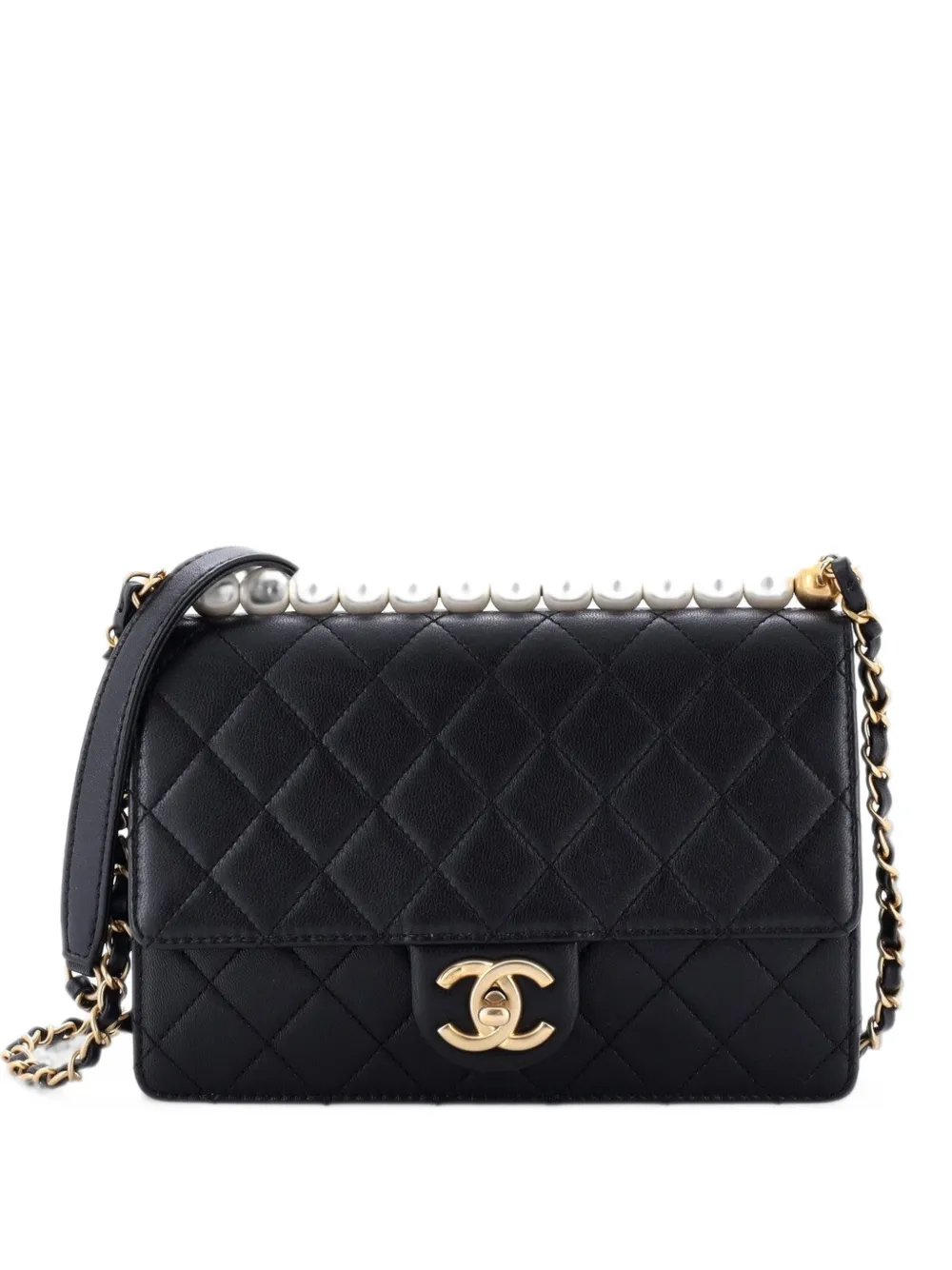 CHANEL Pre-Owned Chic Pearls Flap Bag Quilted Lambskin Small shoulder bag - Nero
