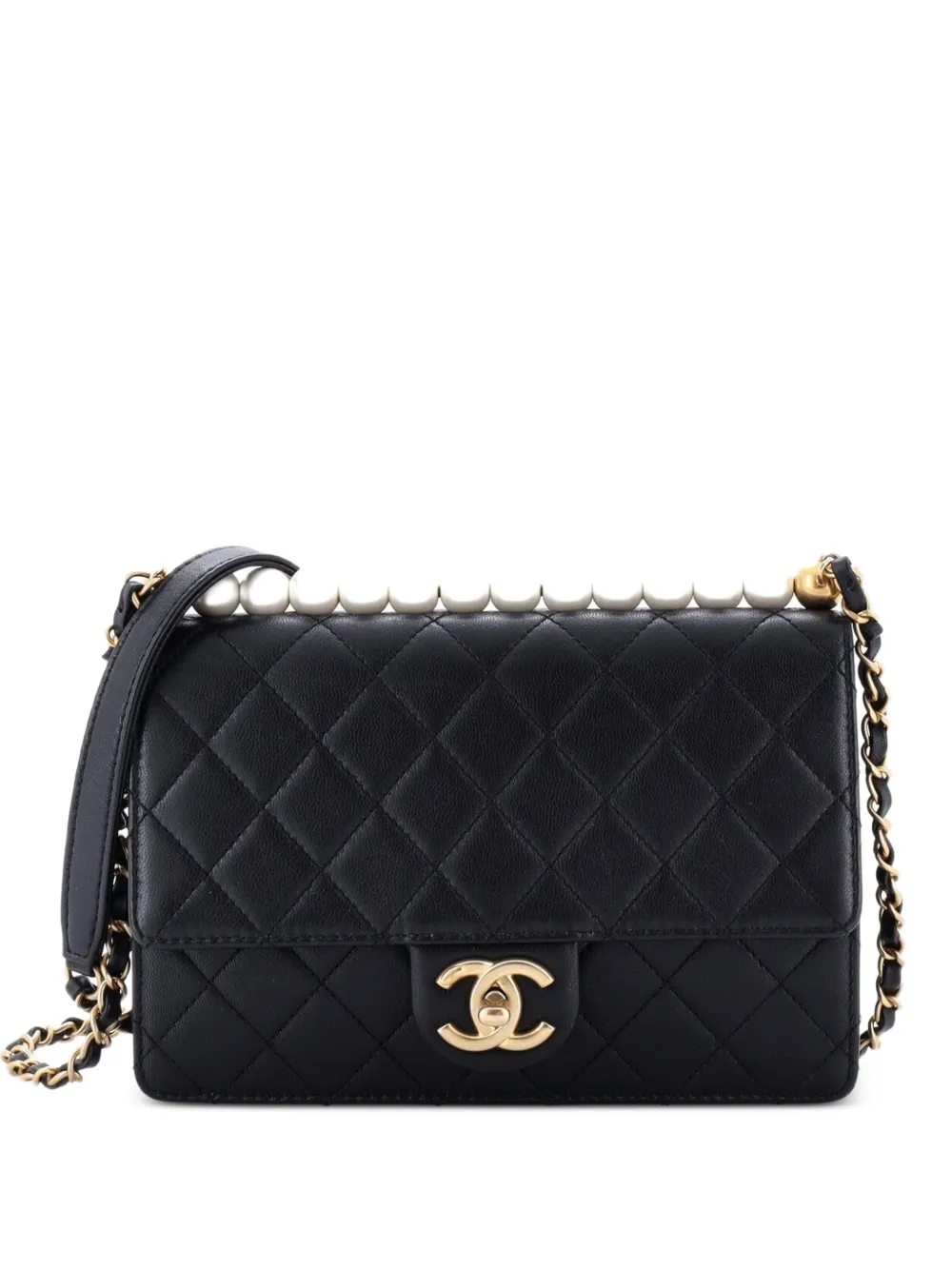 CHANEL Pre-Owned Chic Pearls Flap Bag Quilted Lambskin Small shoulder bag - Black