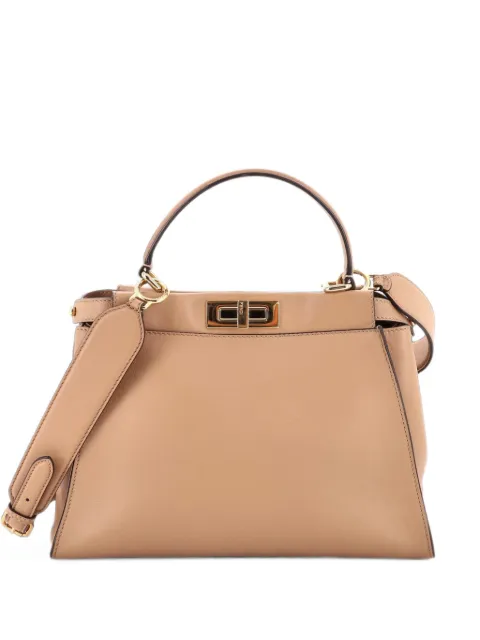 Fendi Pre-Owned Peekaboo Iconic Bag Leather with Pequin Canvas Interior Regular tote bag