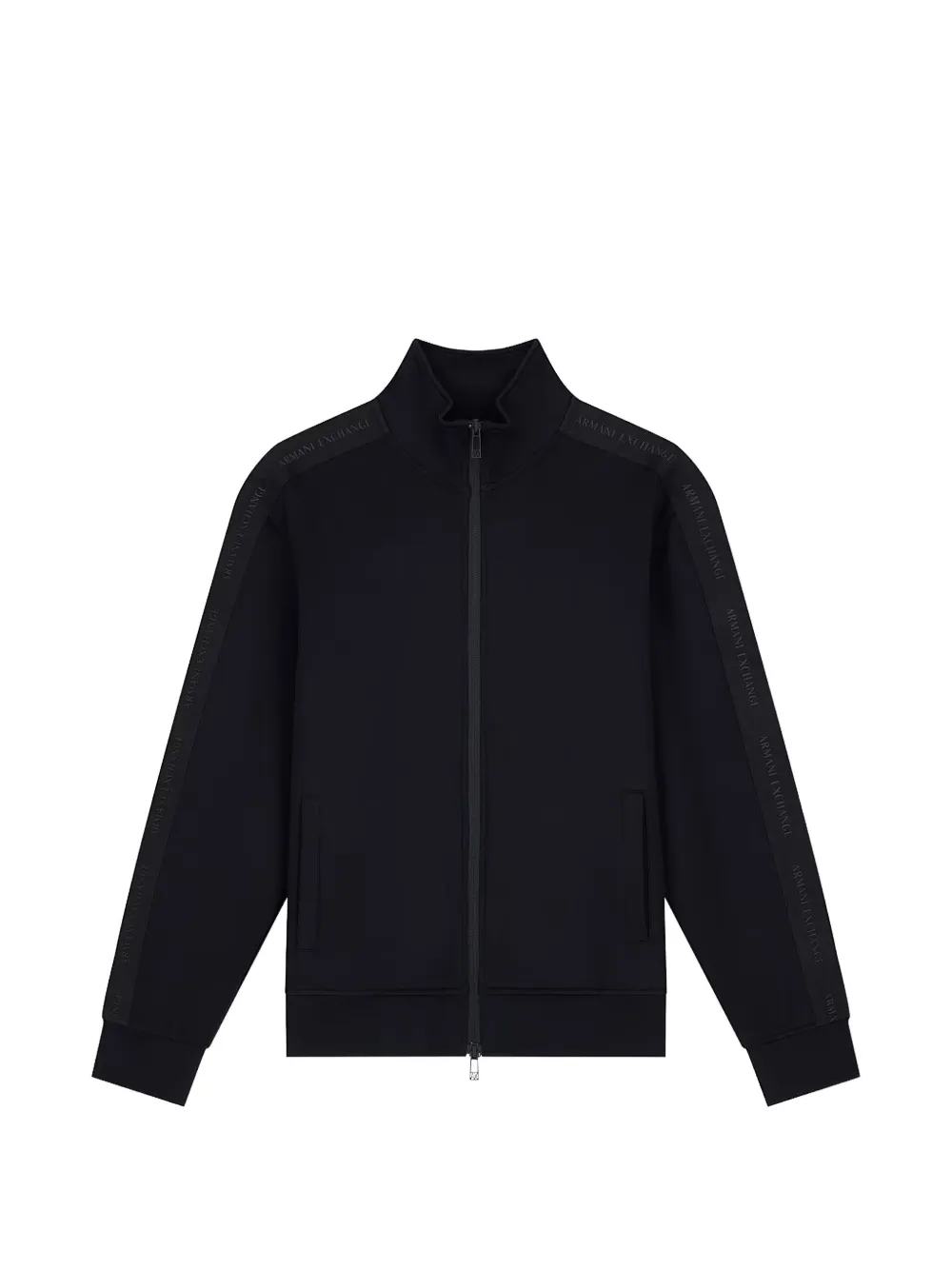 Armani Exchange logo-tape zip-up cardigan - Black