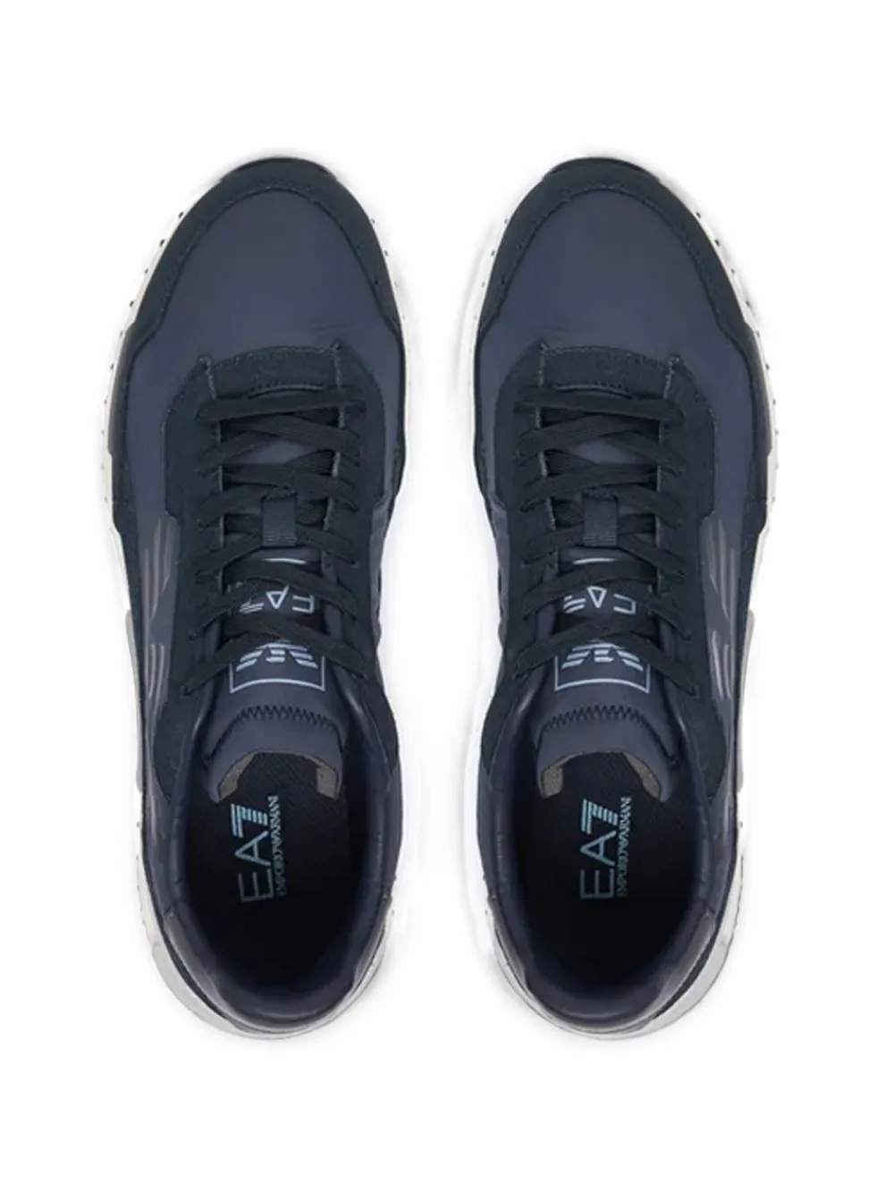 Ea7 Emporio Armani panelled logo-patch sneakers Blauw