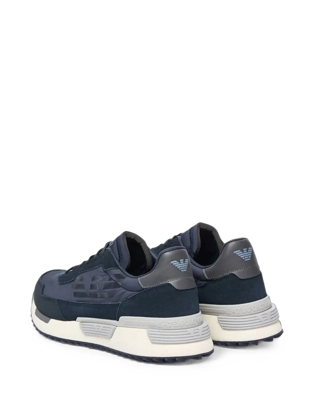 Ea7 Emporio Armani panelled logo-patch sneakers Blauw