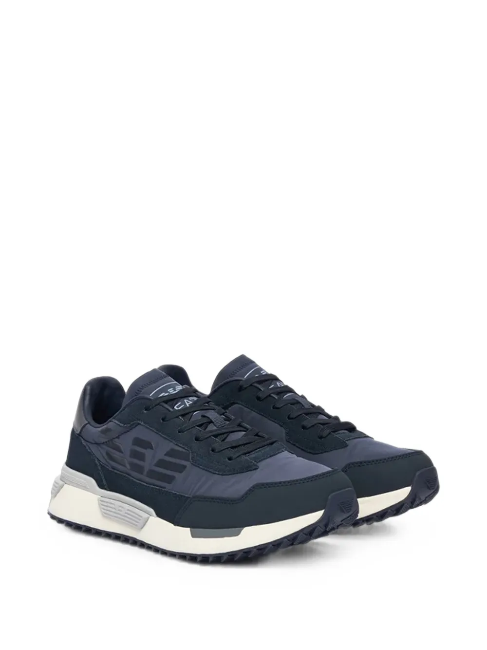 Ea7 Emporio Armani panelled logo-patch sneakers Blauw