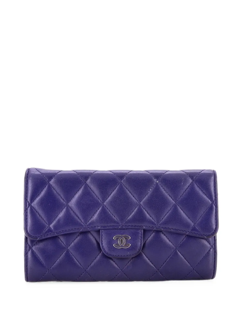 CHANEL Pre-Owned L-Flap Wallet Quilted Lambskin Long small wallets - Blu
