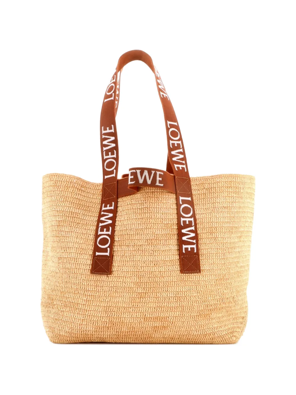 Loewe Pre-Owned Fold Logo Strap Raffia Medium tote bag - Braun