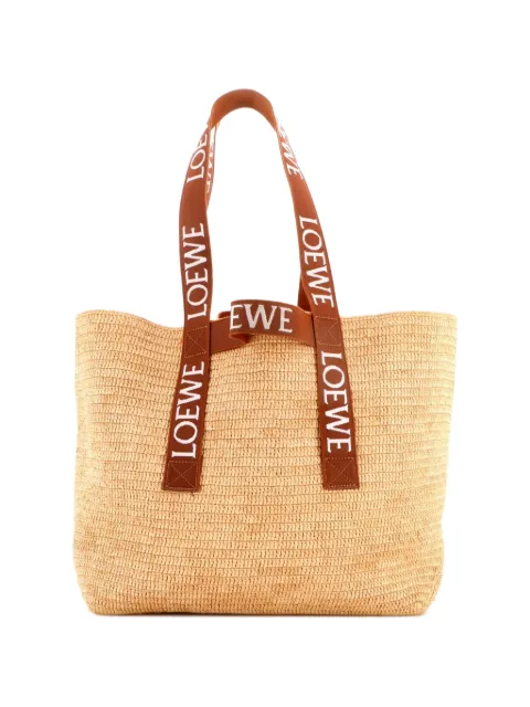 Loewe Pre-Owned cabas en raphia Fold Logo Strap médium