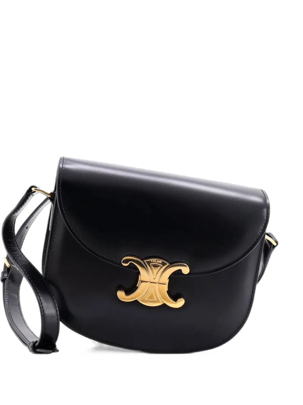 Celine Pre-Owned sac porté épaule à rabat Triomphe Besace Clea Flap Bag en cuir - Noir
