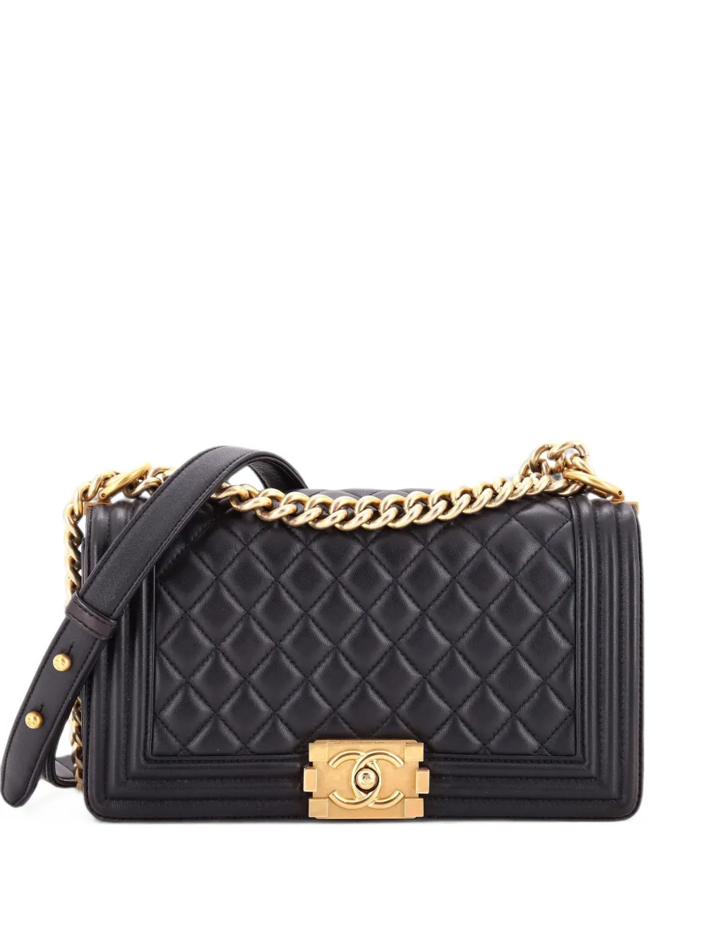 CHANEL Pre-Owned Boy Flap Bag Quilted Lambskin Old Medium shoulder bag - Nero