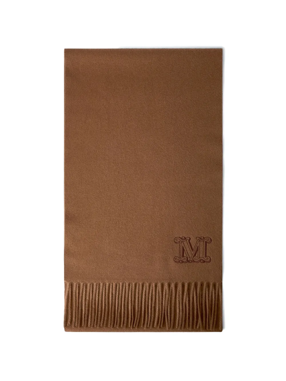 Max Mara logo-motif fringed cashmere scarf - Braun