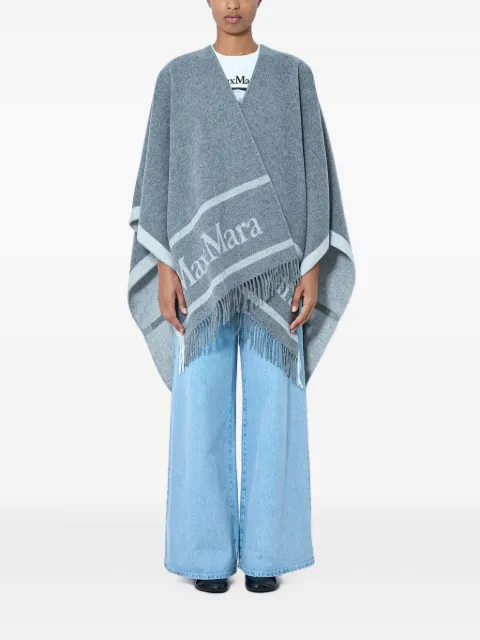 Max Mara logo-print fringed poncho