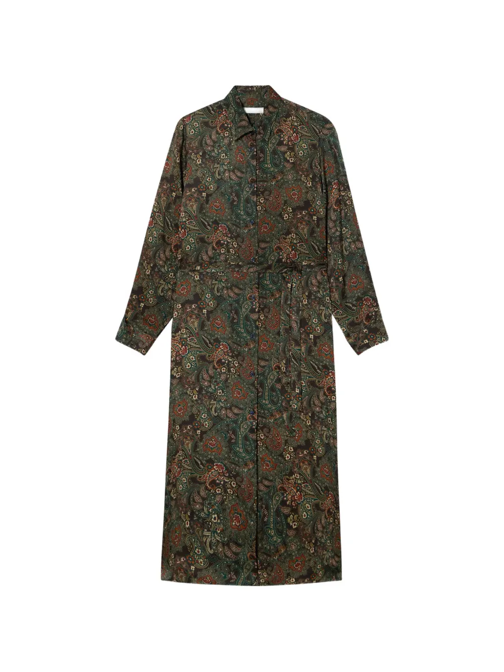 Brooks Brothers robe-chemise longue ceinturée à imprimé cachemire - Marron