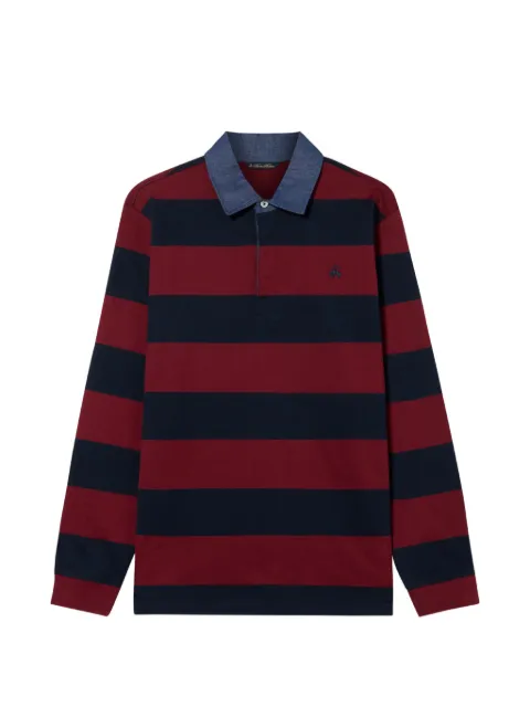 Brooks Brothers striped denim-collar polo shirt