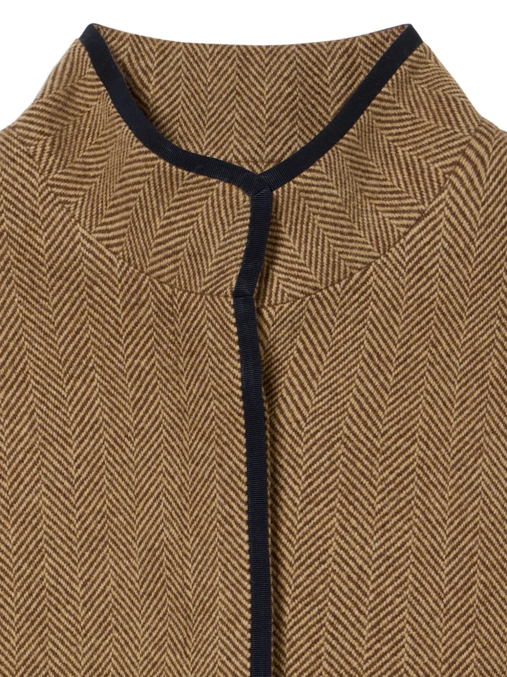 Brooks Brothers Cape met grosgrain afwerking en visgraat-patroon Bruin
