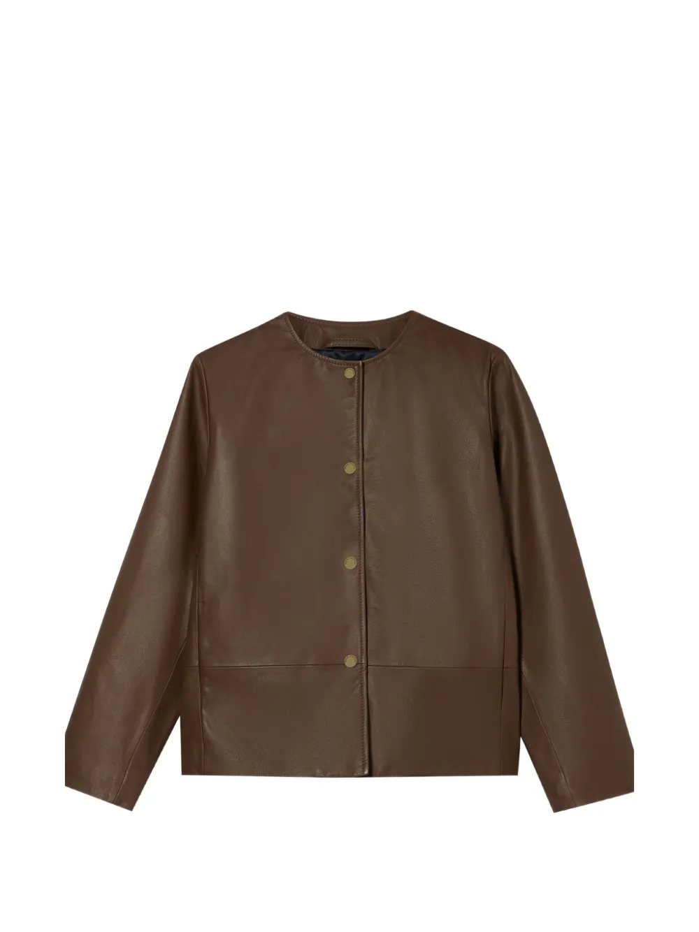 Brooks Brothers collarless leather jacket - Marrone