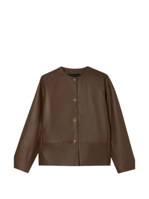 Brooks Brothers collarless leather jacket