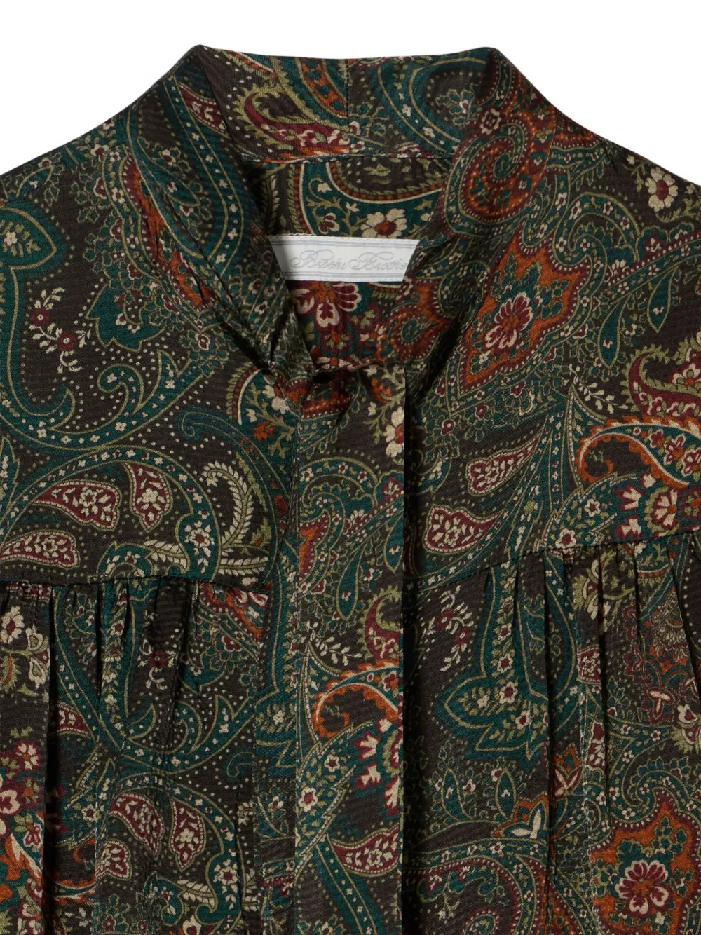 Brooks Brothers Blouse met paisley-print en sjaalhals Bruin