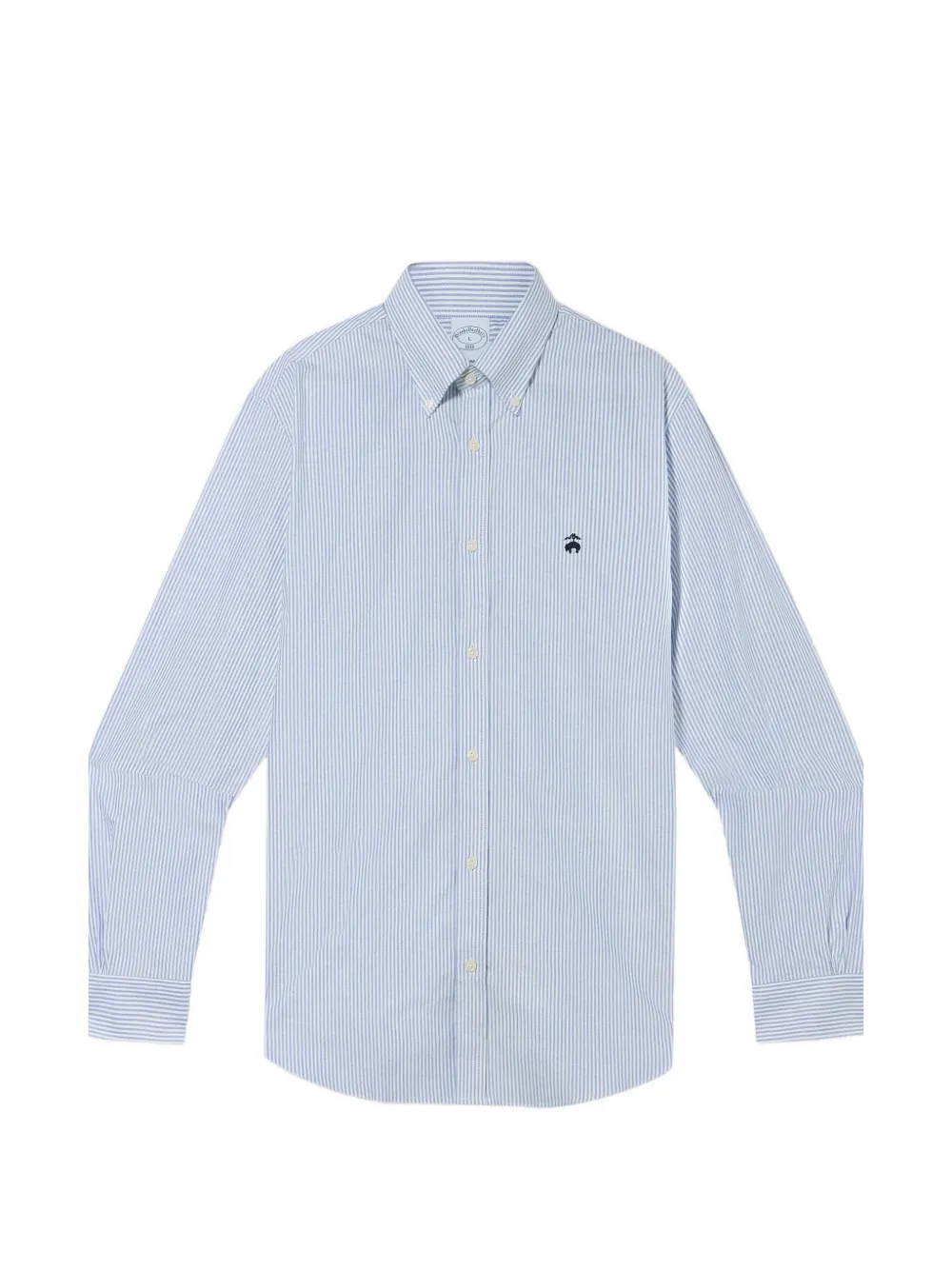 Brooks Brothers striped embroidered-logo shirt - Bianco