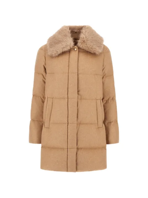 Herno faux-fur collar single-breasted coat