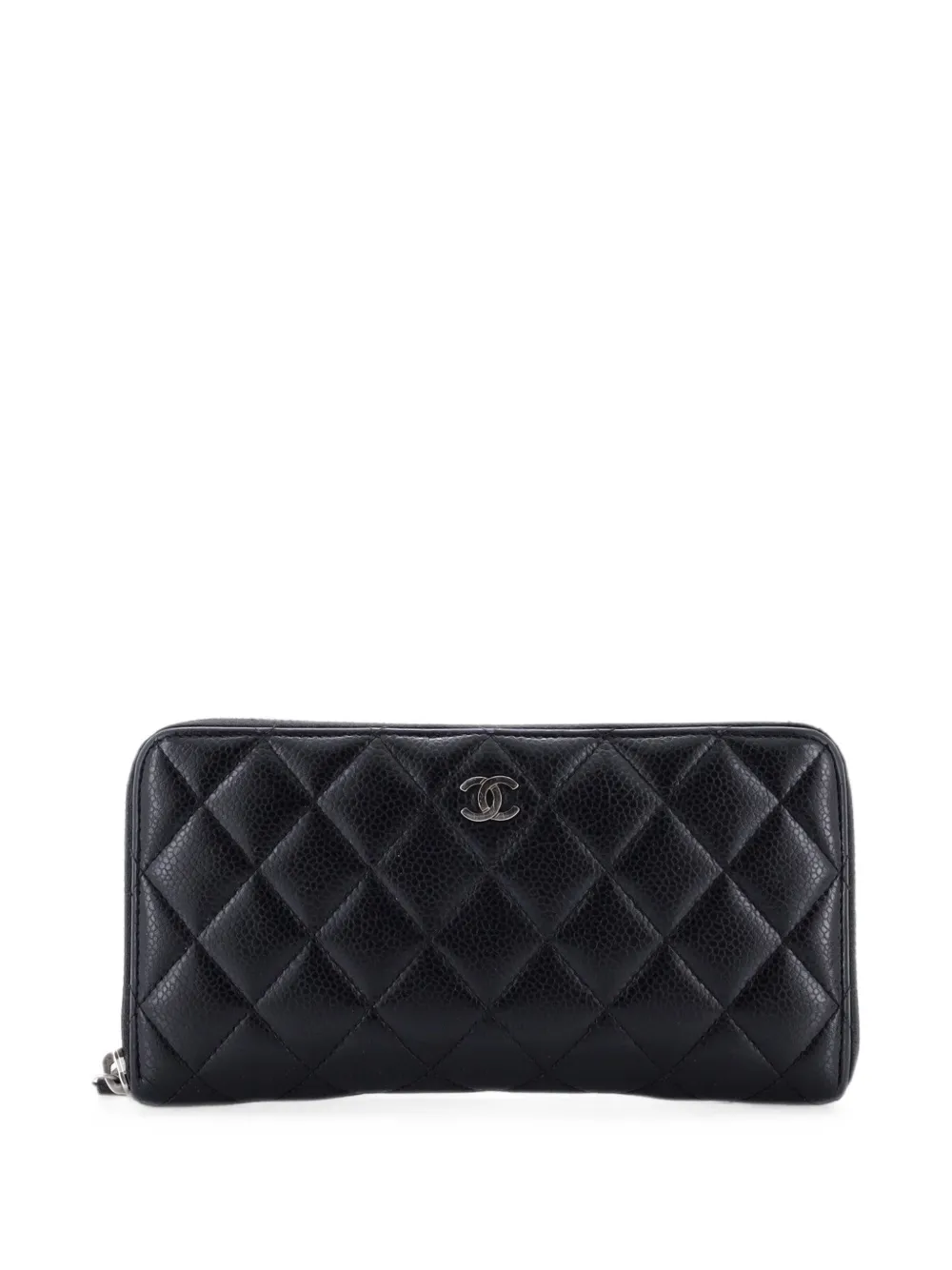 CHANEL Pre-Owned Zip Around Wallet Quilted Caviar Long small wallets - Nero