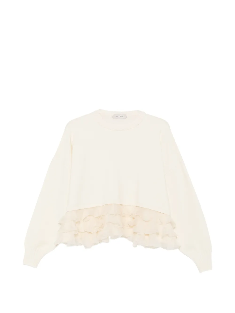Alberta Ferretti ruffled-trim sweater Beige