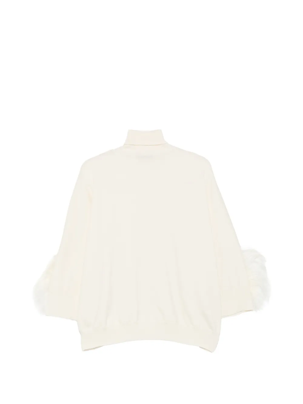 Alberta Ferretti feather-trim roll-neck sweater Beige