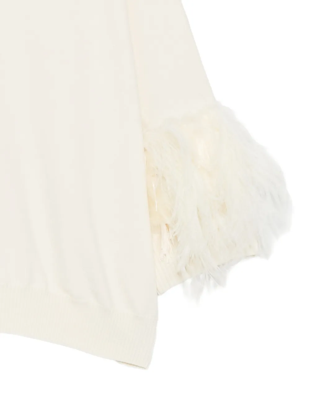 Alberta Ferretti feather-trim roll-neck sweater Beige