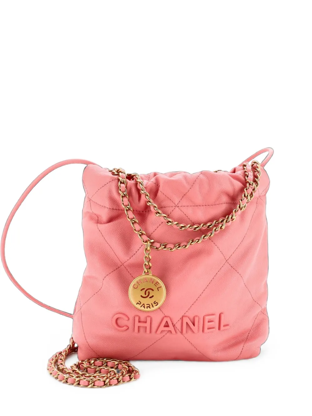 CHANEL Pre-Owned 22 Chain Quilted Caviar Mini hobo bag - Rosa