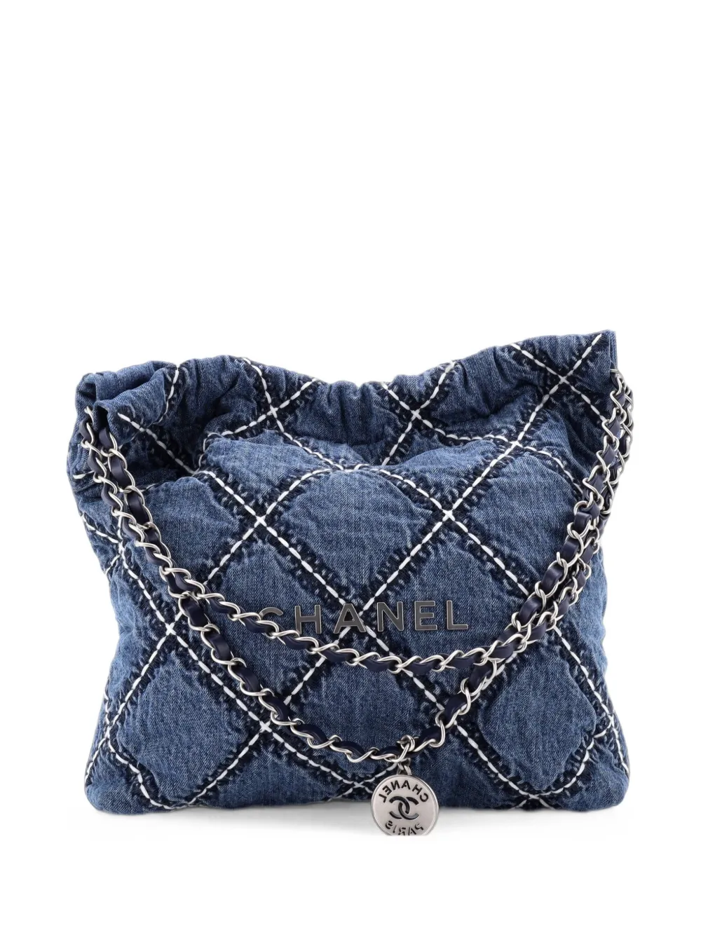 CHANEL Pre-Owned petit sac porté épaule 22 Chain Quilted Denim - Bleu