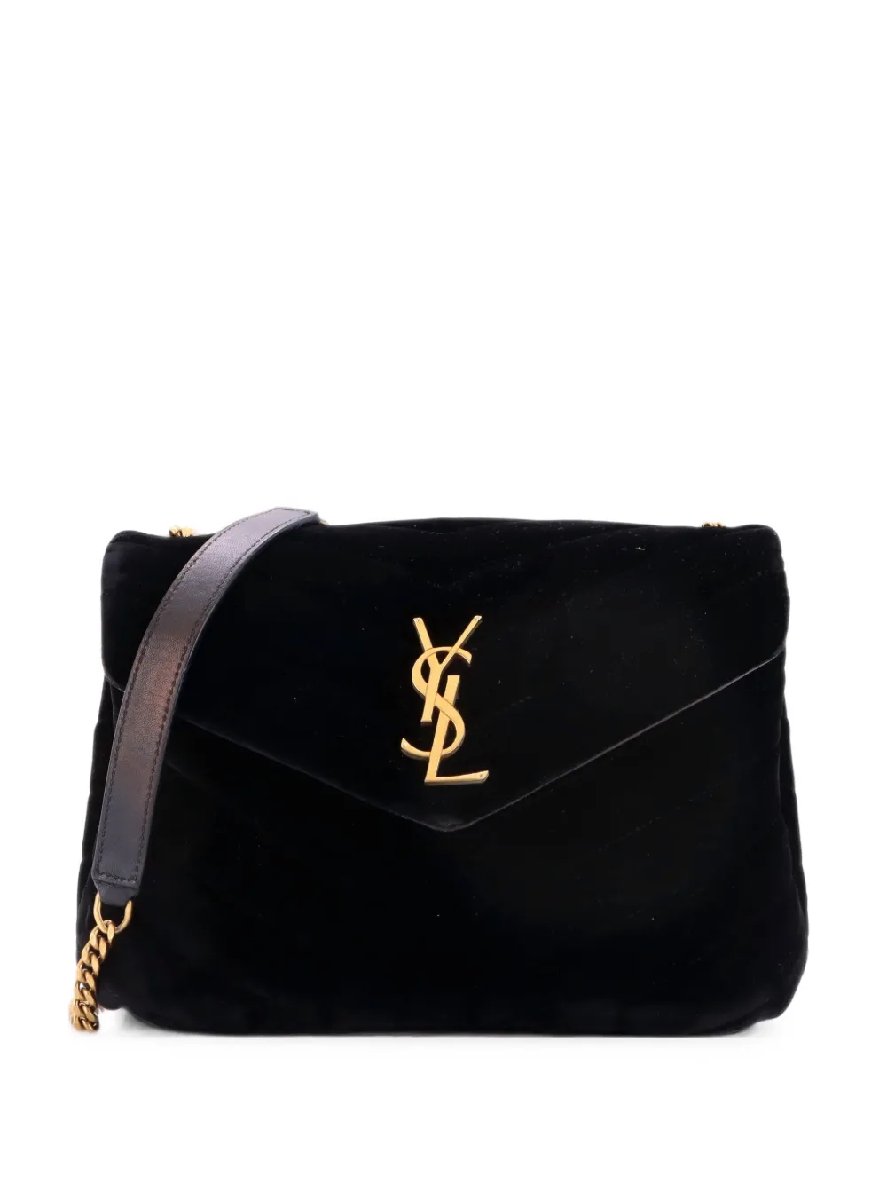 Saint Laurent Pre-Owned Loulou Matelasse Chevron Velvet Small shoulder bag - Schwarz