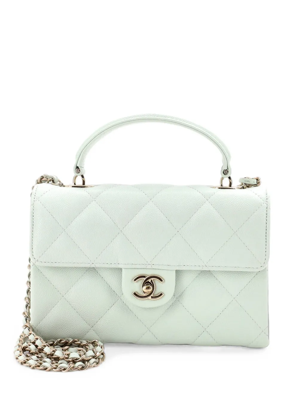 CHANEL Pre-Owned Retro Twist Top Handle Flap Shoulder Bag Quilted Caviar Mini crossbody bag - Verde