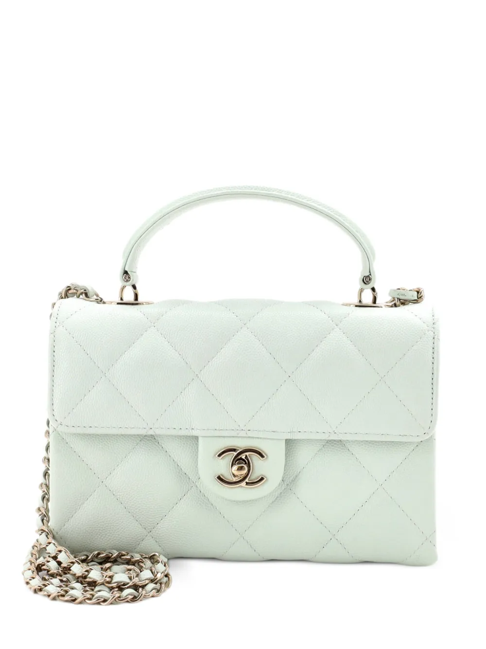 CHANEL Pre-Owned Retro Twist Top Handle Flap Shoulder Bag Quilted Caviar Mini crossbody bag - Grün