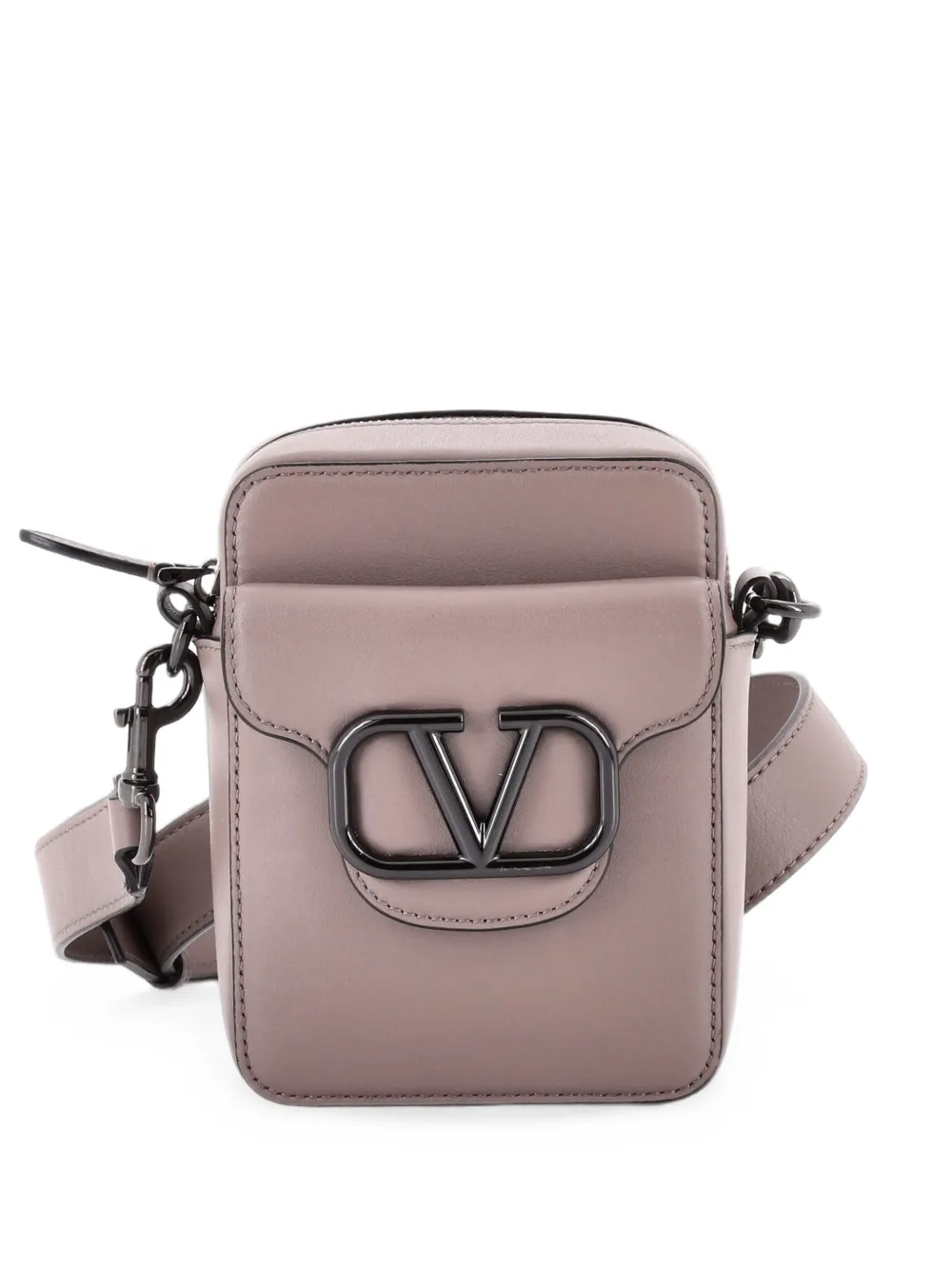 Valentino Garavani Pre-Owned VLogo Loco Front Pocket Camera Bag Leather Mini crossbody bag - Brown