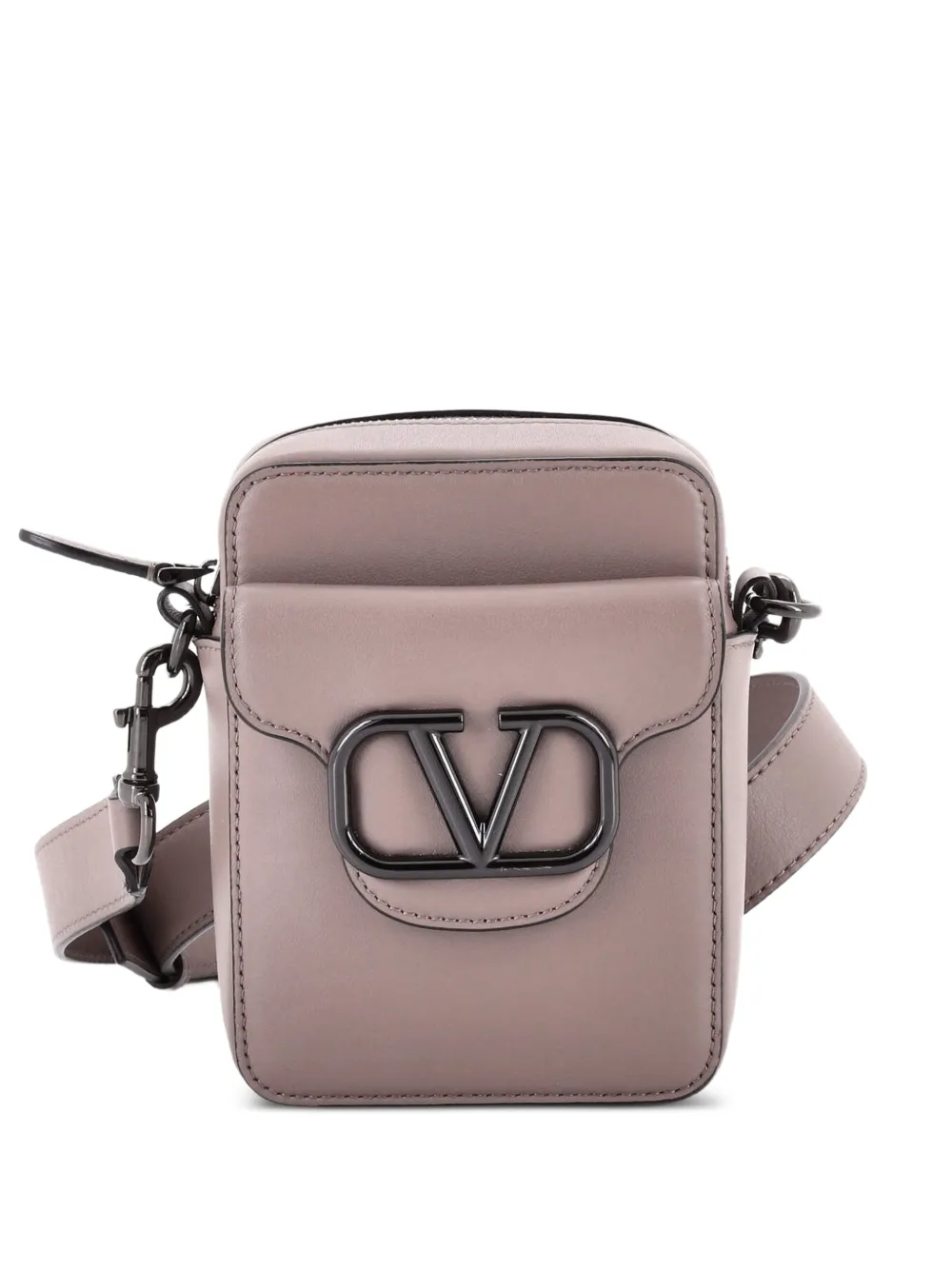 Valentino Garavani Pre-Owned VLogo Loco Front Pocket Camera Bag Leather Mini crossbody bag - Brown
