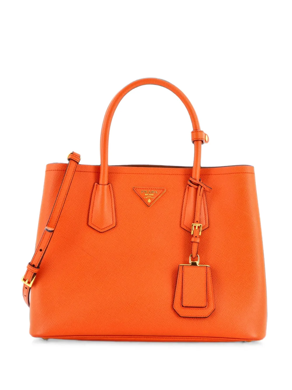 Prada Pre-Owned Cuir Double Saffiano Leather Medium tote bag - Arancione