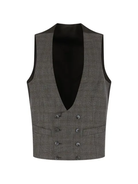 Corneliani Prince of Wales check double-breasted waistcoat