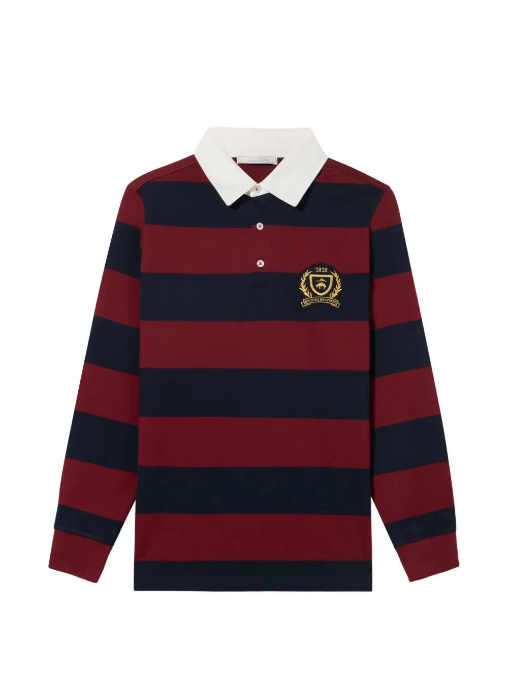 Brooks Brothers striped logo-patch polo shirt - Rosso